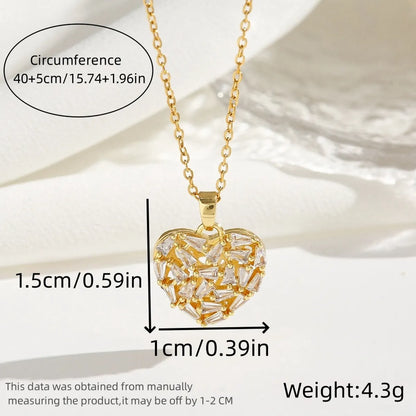 Wholesale Jewelry Romantic Sweet Simple Style Moon Rose Daisy Titanium Steel Resin Zircon 18K Gold Plated Enamel Plating Inlay Pendant Necklace