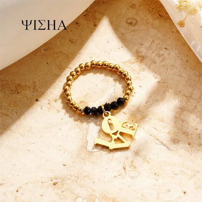 Titanium Steel Gold Plated Simple Style Classic Style Beaded Plating Solid Color Rings