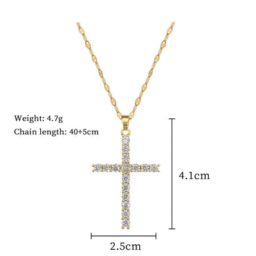 Titanium Steel Gold Plated Simple Style Classic Style Inlay Cross Zircon Pendant Necklace