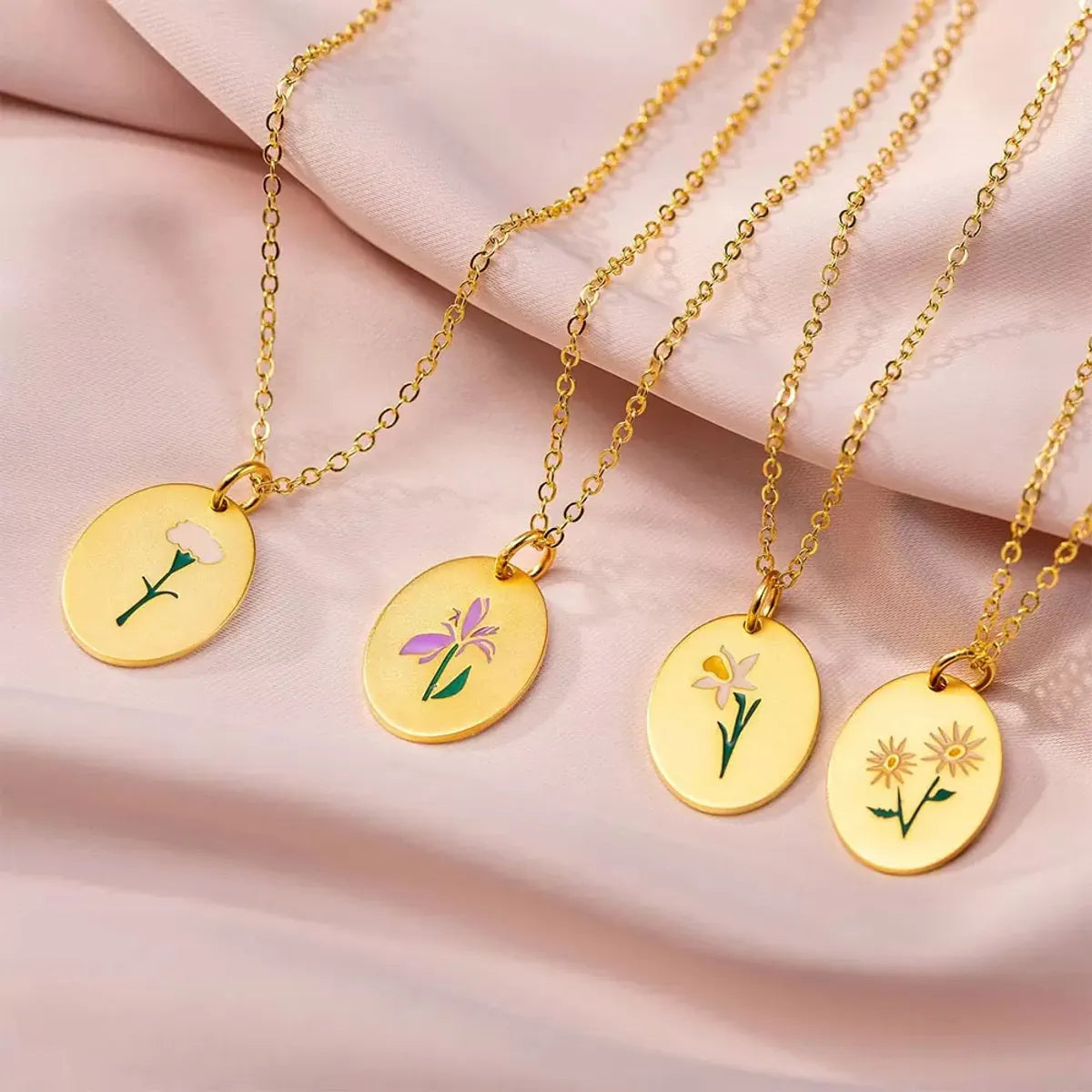 Titanium Steel Gold Plated Simple Style Classic Style Plating Flower Pendant Necklace