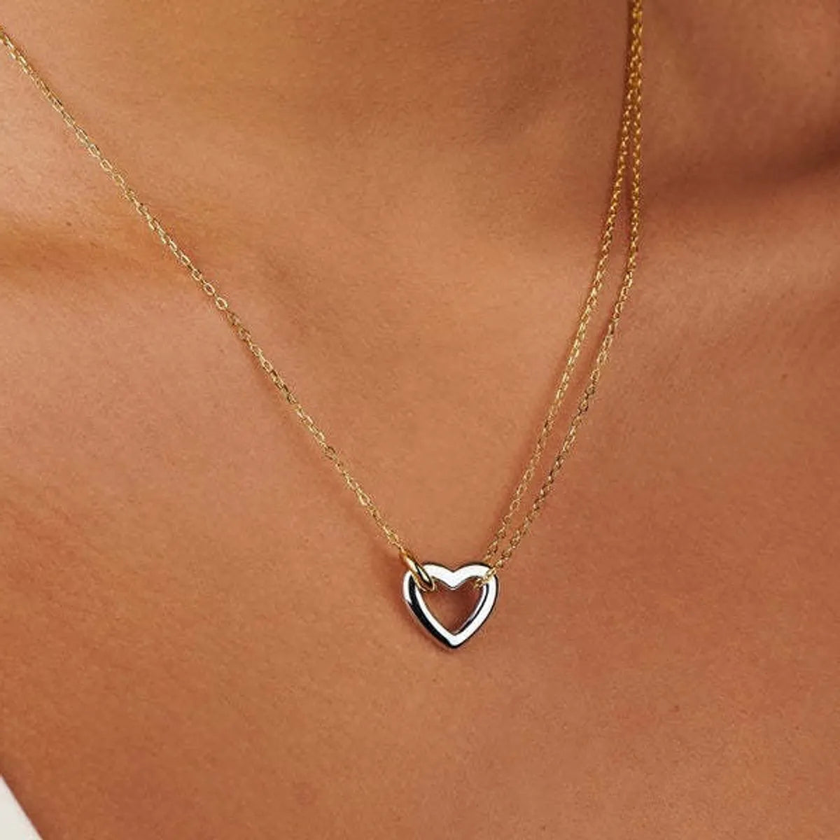 Titanium Steel Gold Plated Simple Style Classic Style Plating Heart Shape Bracelets Necklace