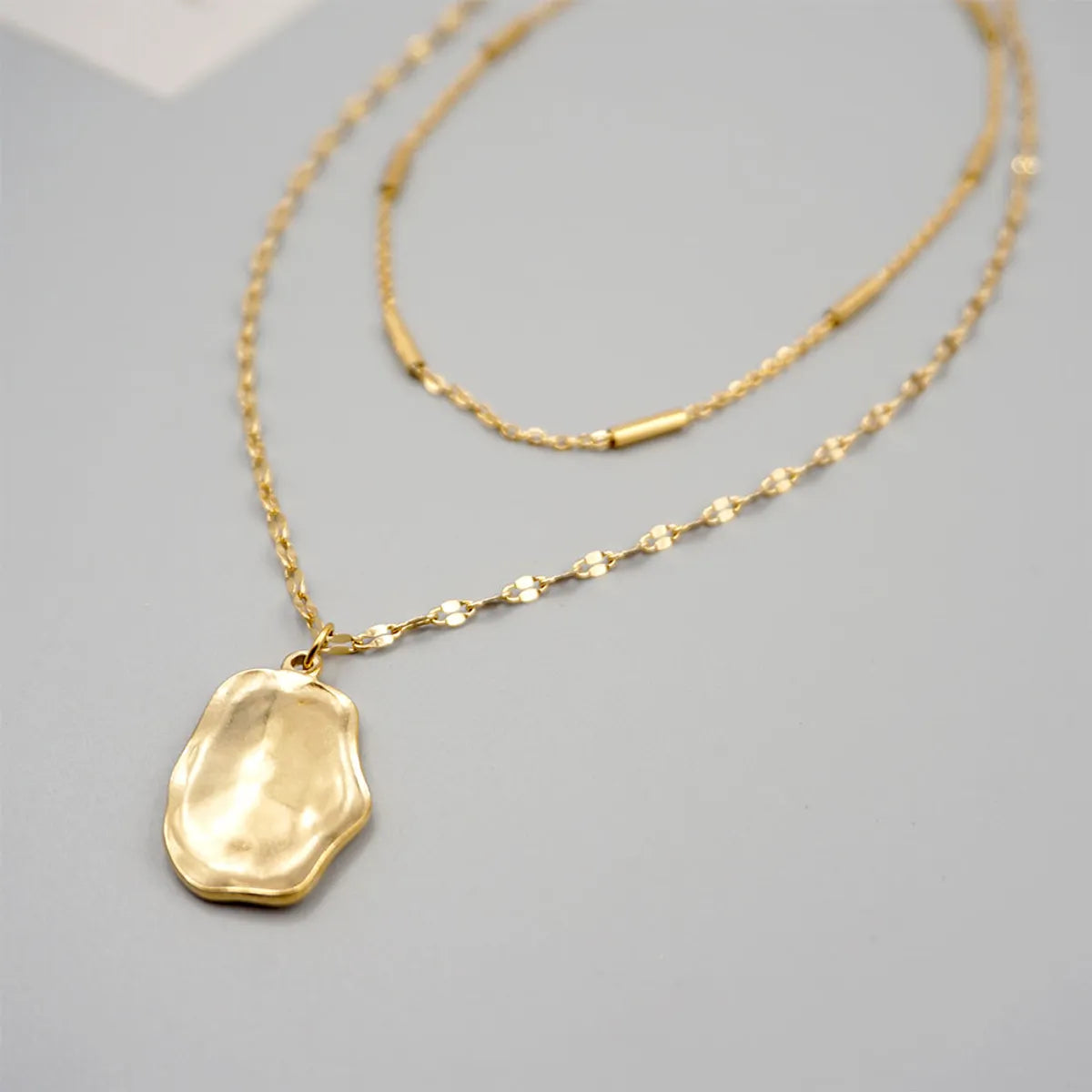 Titanium Steel Gold Plated Simple Style Geometric Double Layer Necklaces