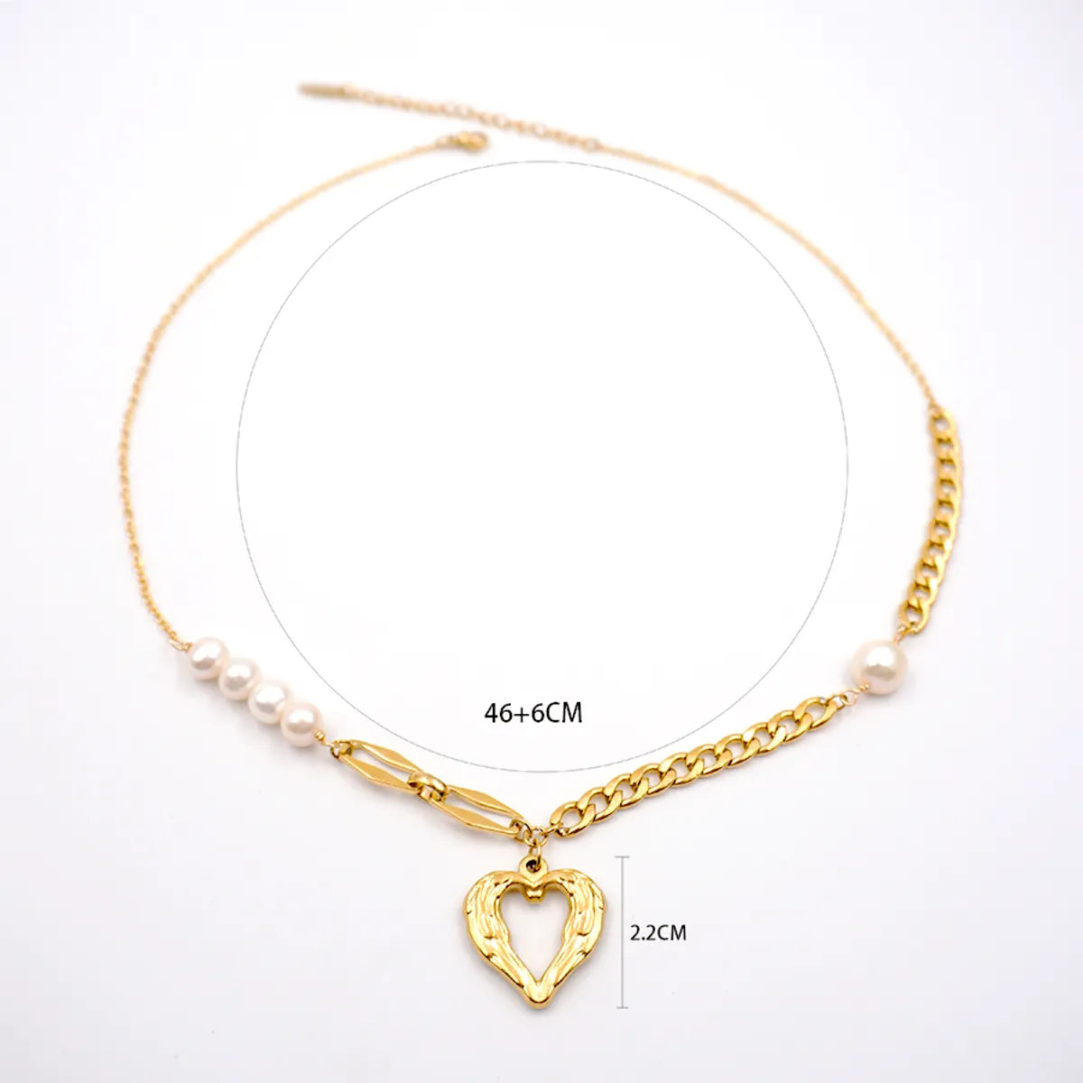 Titanium Steel Gold Plated Simple Style Heart Shape Inlay Artificial Pearls Pendant Necklace