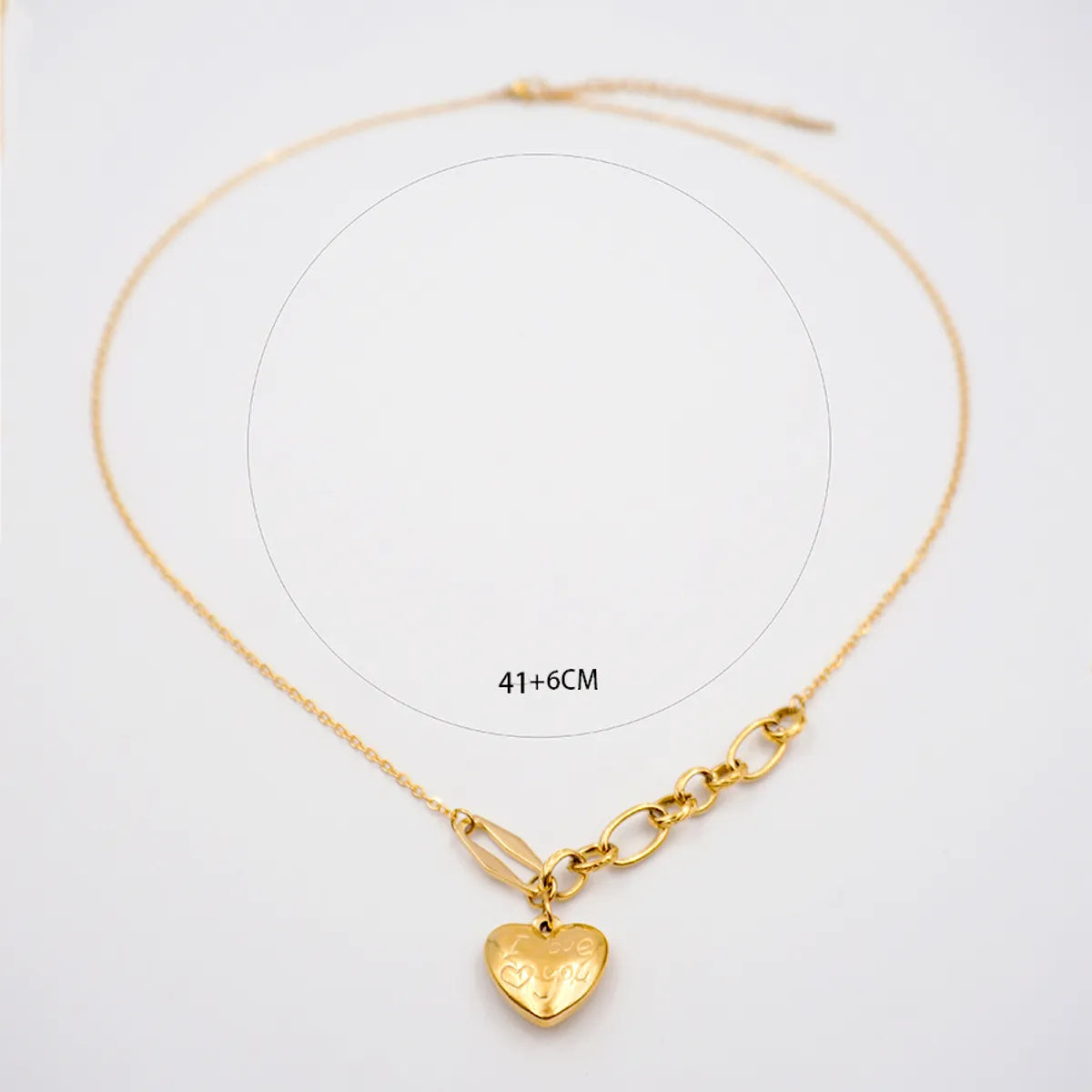 Titanium Steel Gold Plated Simple Style Heart Shape Sweater Chain Necklace