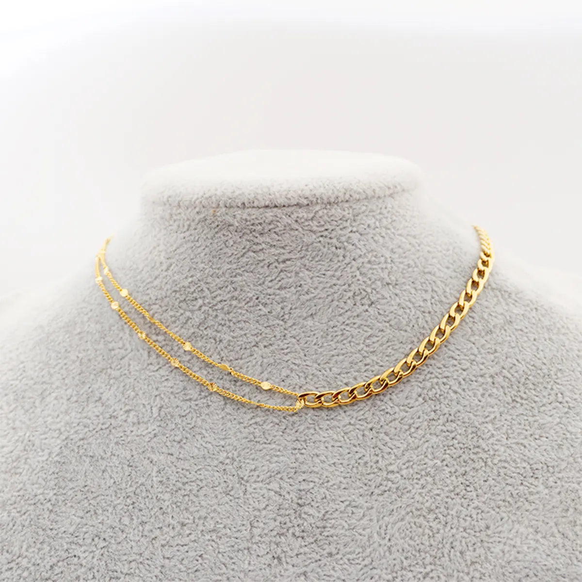 Titanium Steel Gold Plated Simple Style Twist Patchwork Titanium Steel Necklace