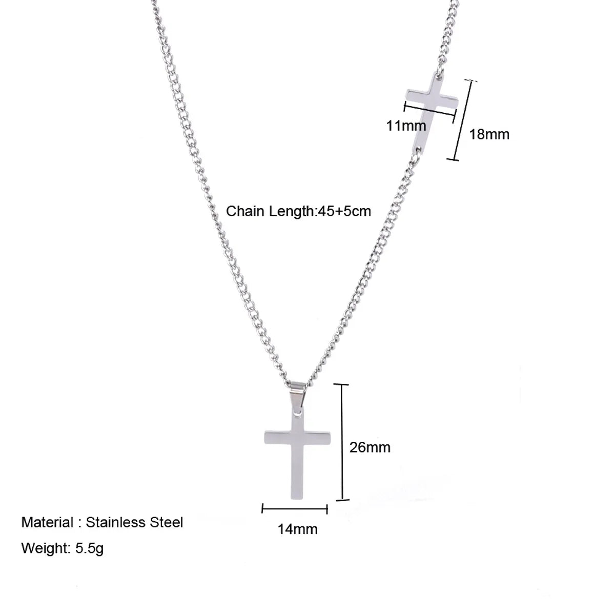 Titanium Steel Hip-Hop Cross Polishing Pendant Necklace