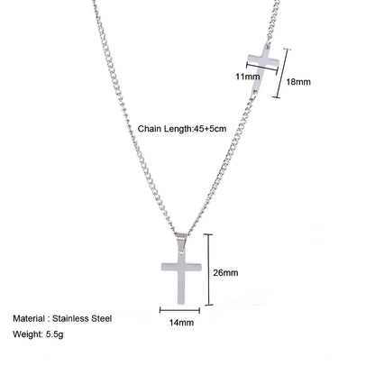 Titanium Steel Hip-Hop Cross Polishing Pendant Necklace