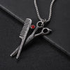 304 Stainless Steel Hip-Hop Punk Scissors COMD Hammer Turquoise Glass Stone Pendant Necklace