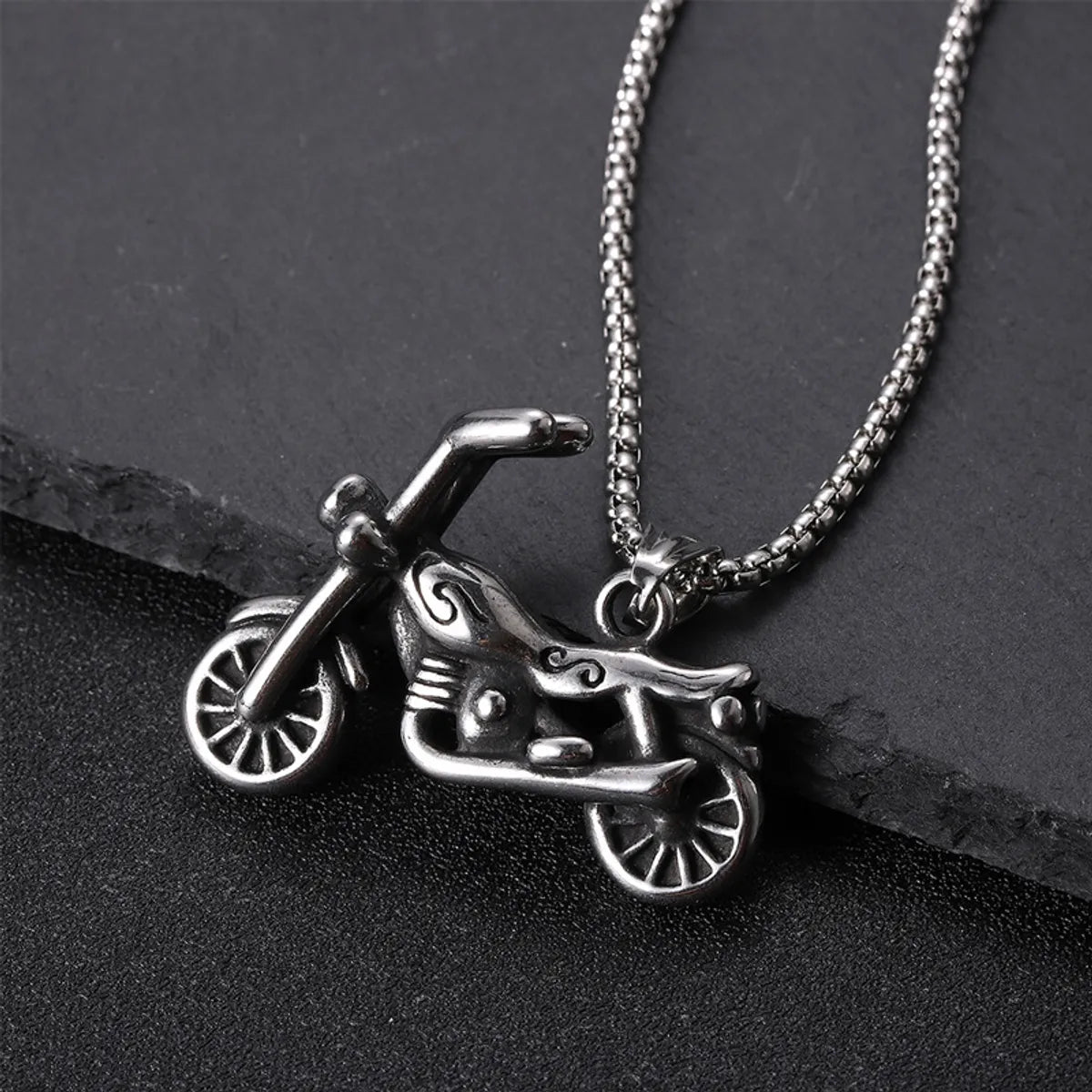 304 Stainless Steel Hip-Hop Punk Scissors COMD Hammer Turquoise Glass Stone Pendant Necklace