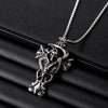 304 Stainless Steel Hip-Hop Punk Scissors COMD Hammer Turquoise Glass Stone Pendant Necklace