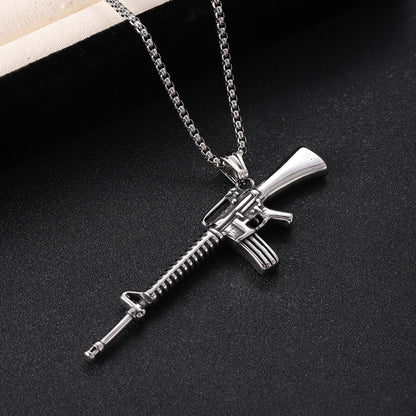 304 Stainless Steel Hip-Hop Punk Scissors COMD Hammer Turquoise Glass Stone Pendant Necklace