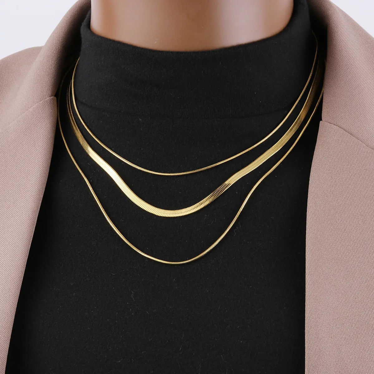 Titanium Steel Hip-Hop Solid Color Plating Layered Necklaces