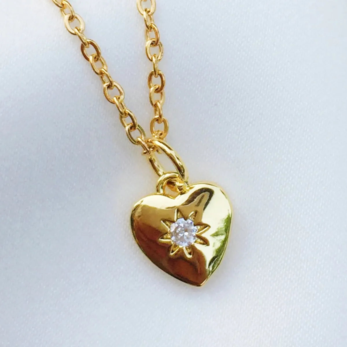 Titanium Steel Hypoallergenic Zircon Heart Necklace