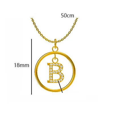 Titanium Steel IG Style Inlay Letter Zircon Pendant Necklace