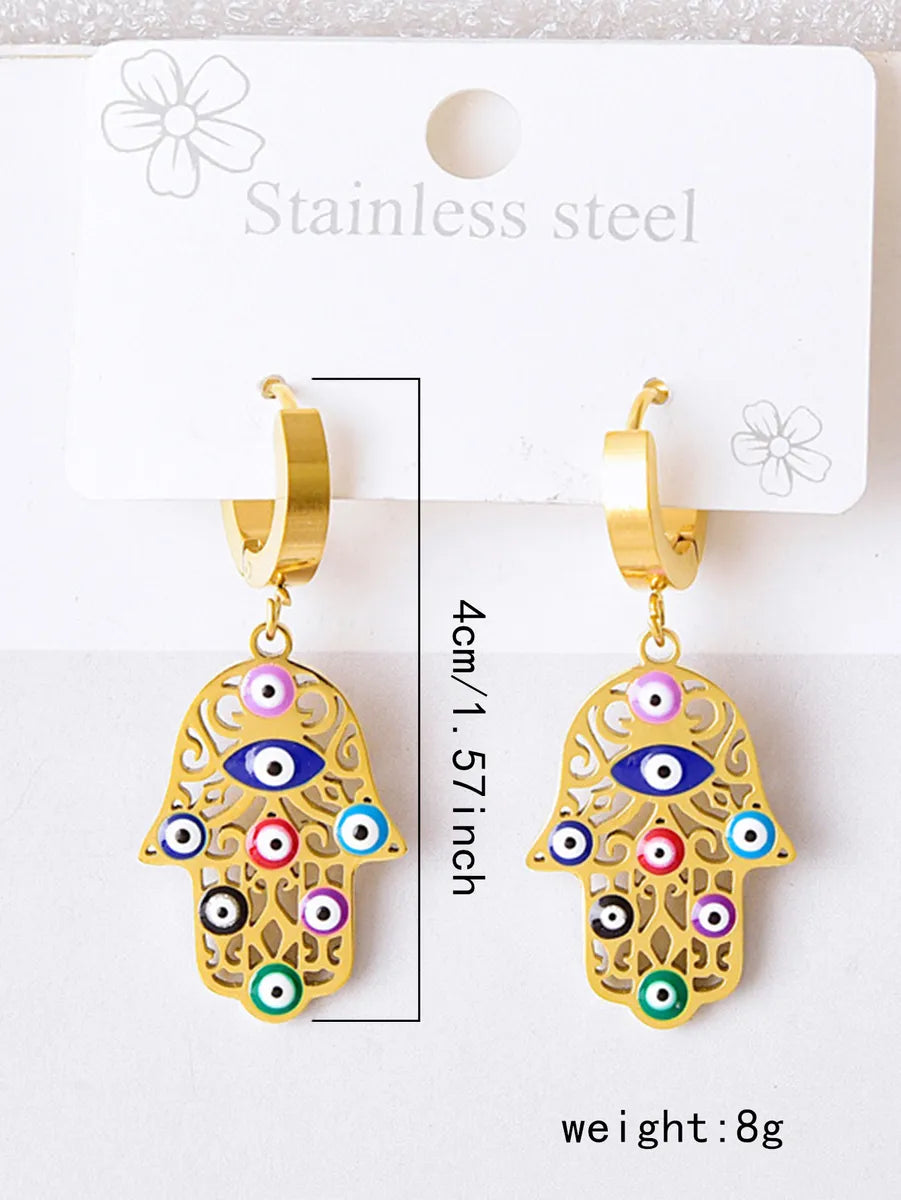 Titanium Steel IG Style Lady Bohemian Enamel Water Droplets Heart Shape Bell Jewelry Set