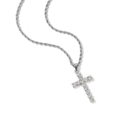 Titanium Steel IG Style Simple Style Cross Inlay Zircon Pendant Necklace