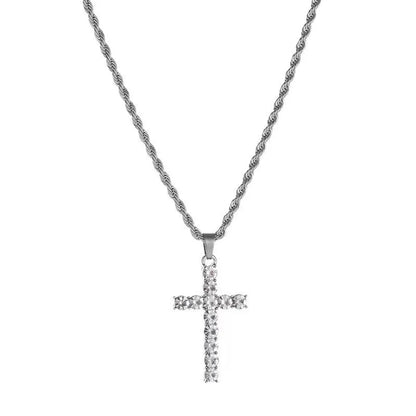 Titanium Steel IG Style Simple Style Cross Inlay Zircon Pendant Necklace