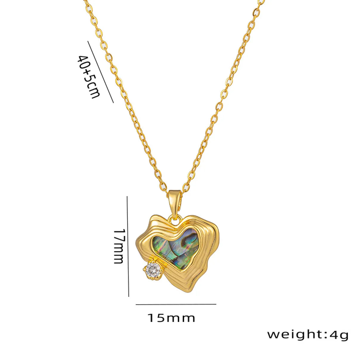 Titanium Steel IG Style Simple Style Heart Shape Plating Inlay Shell Zircon Pendant Necklace