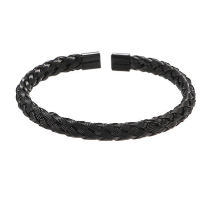 Titanium Steel Jewelry Twist Braided Steel Wire Opening Bracelet Simple All- Match Stainless Steel Jewelry Wholesale Gooddiy