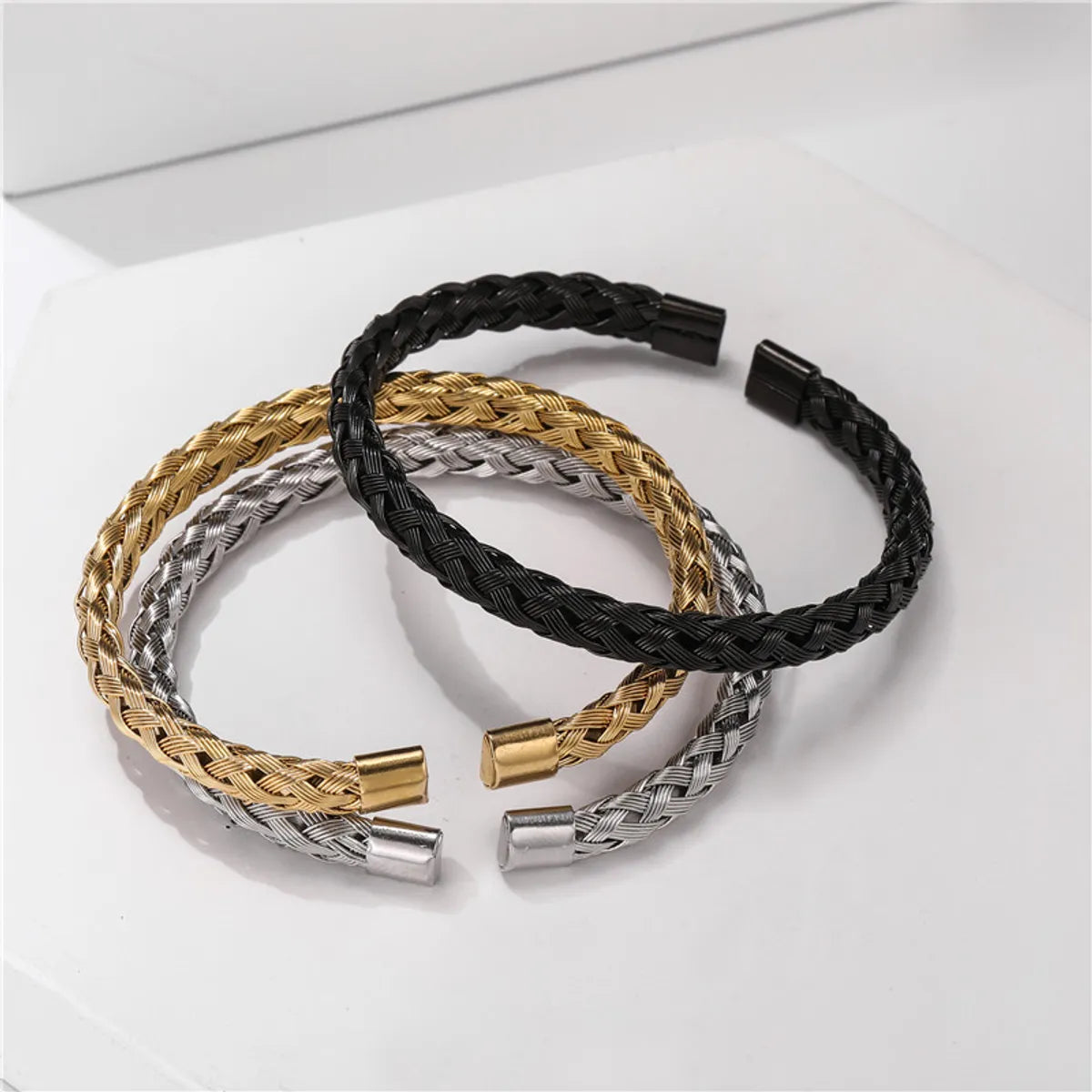 Titanium Steel Jewelry Twist Braided Steel Wire Opening Bracelet Simple All- Match Stainless Steel Jewelry Wholesale Gooddiy