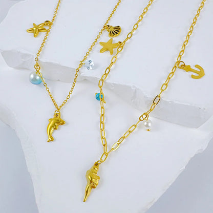 Wholesale Jewelry Lady Star Dolphin 304 Stainless Steel Plating Necklace