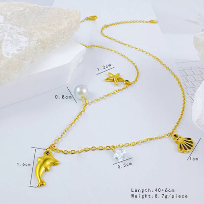 Wholesale Jewelry Lady Star Dolphin 304 Stainless Steel Plating Necklace