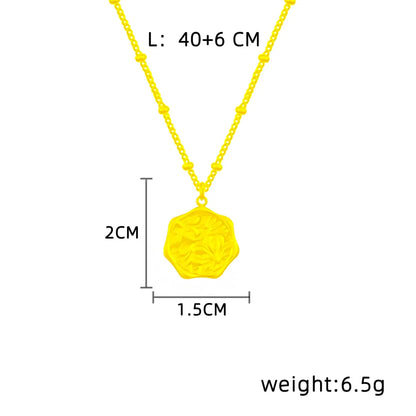 Titanium Steel Modern Style Simple Style Circle Flower Pendant Necklace