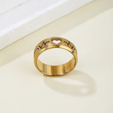 Titanium Steel Retro Geometric Letter Lines Plating Rings