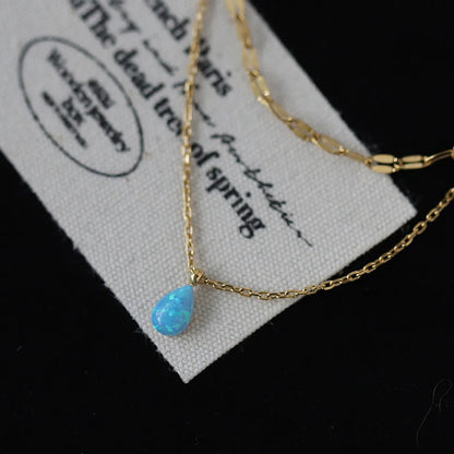 Wholesale Jewelry Retro Simple Style Water Droplets 201 Stainless Steel 304 Stainless Steel Natural Stone 18K Gold Plated Plating Pendant Necklace