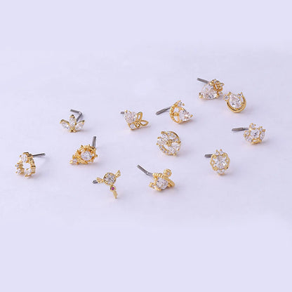 Fashion Heart Stainless Steel Plating Zircon Nose Studs