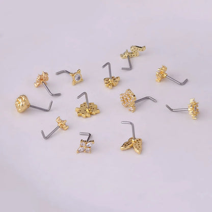 Fashion Crown Flower Metal Plating Nose Studs