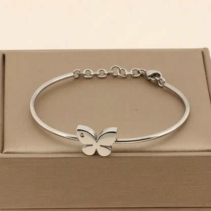 Titanium Steel Simple Style Butterfly Bangle