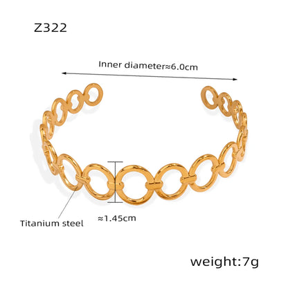 Titanium Steel Simple Style Circle Patchwork Plating Chain Bangle