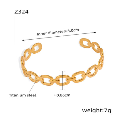 Titanium Steel Simple Style Circle Patchwork Plating Chain Bangle