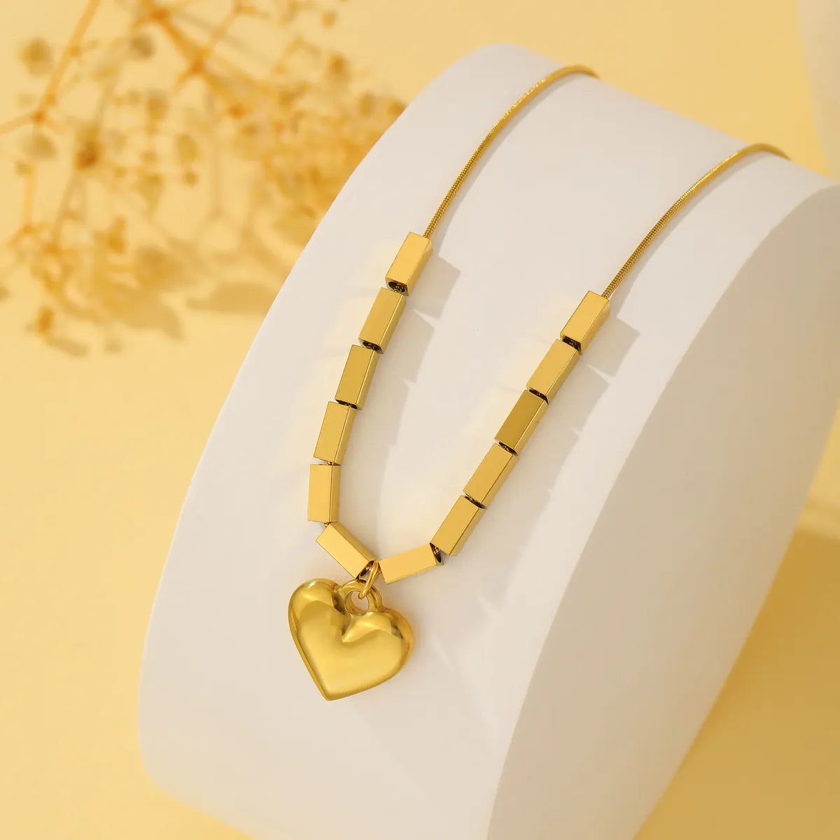 Titanium Steel Simple Style Classic Style Heart Shape Roman Numeral Pendant Necklace