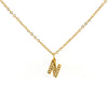 Wholesale Jewelry Simple Style Classic Style Letter Titanium Steel Zircon 18K Gold Plated Inlay Pendant Necklace