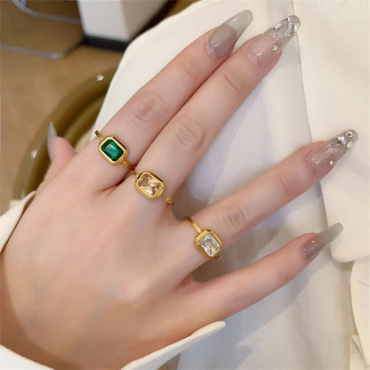 Titanium Steel Simple Style Classic Style Inlay Solid Color Zircon Rings