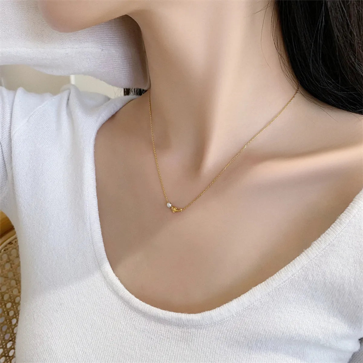 Titanium Steel Simple Style Classic Style Solid Color Pendant Necklace