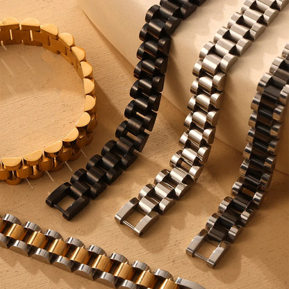 Simple Style Commute Cool Style Geometric Titanium Steel 18K Gold Plated Bracelets In Bulk