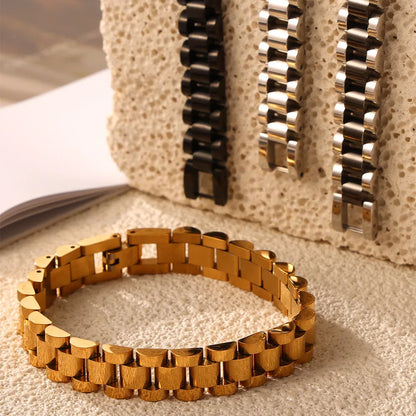 Simple Style Commute Cool Style Geometric Titanium Steel 18K Gold Plated Bracelets In Bulk