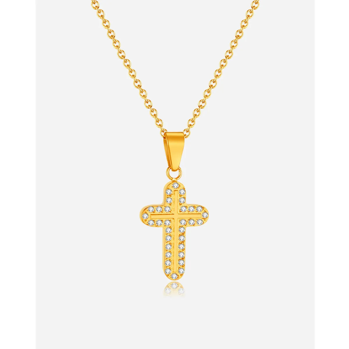 Titanium Steel Simple Style Cross Plating Inlay Zircon Pendant Necklace