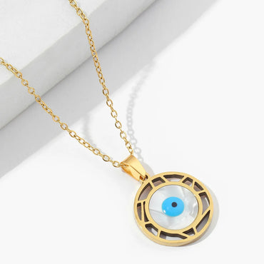 Titanium Steel Simple Style Devil's Eye Polishing Plating Inlay Pendant Necklace