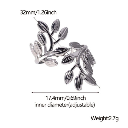 Titanium Steel Simple Style Geometric Leaf Solid Color Plating Open Rings