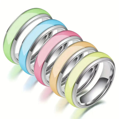 Titanium Steel Simple Style Geometric Luminous Epoxy Rings