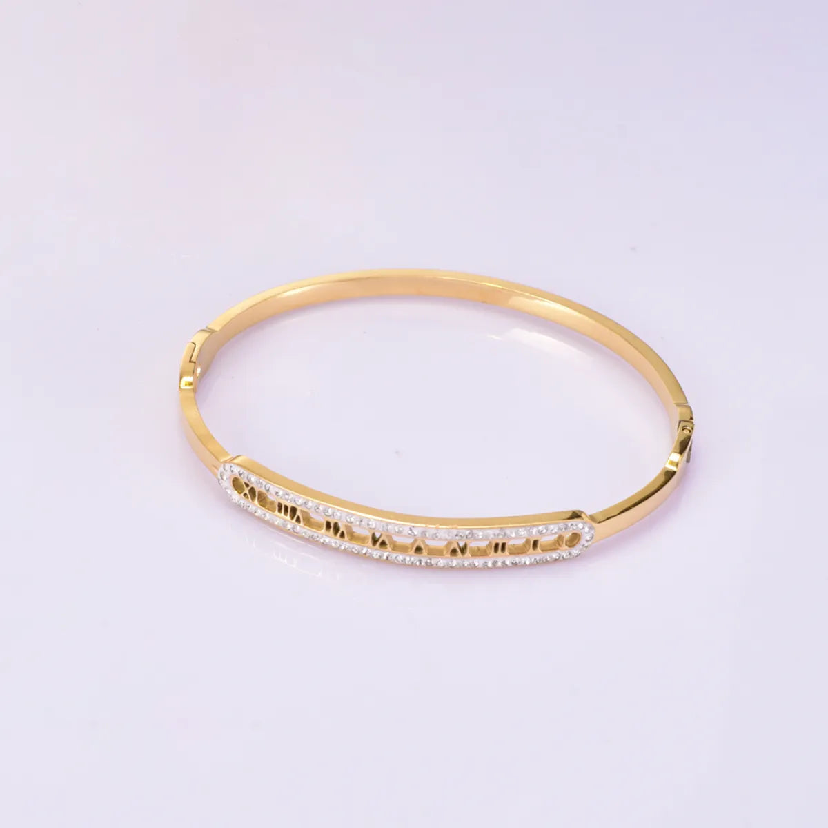 Titanium Steel Simple Style Geometric Plating Inlay Zircon Bangle