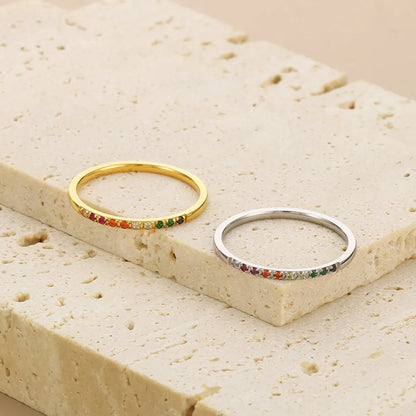 Titanium Steel Simple Style Geometric Zircon Rings