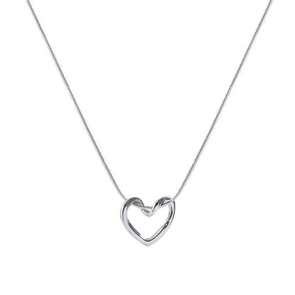 Titanium Steel Simple Style Heart Shape Pendant Necklace