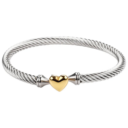 Titanium Steel Simple Style Heart Shape Plating Bangle