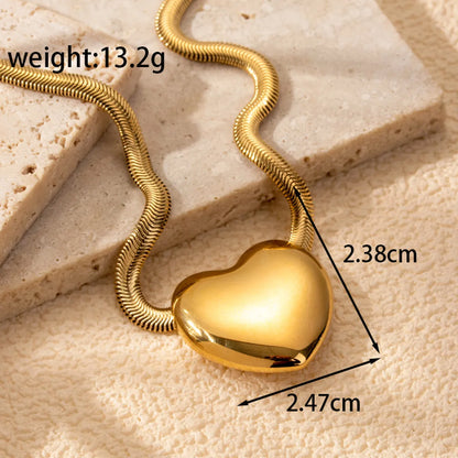 Wholesale Jewelry Simple Style Heart Shape 304 Stainless Steel Plating Earrings Necklace