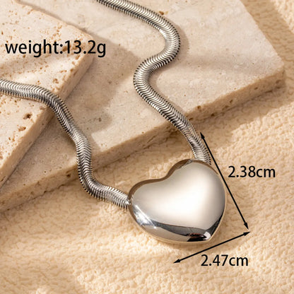 Wholesale Jewelry Simple Style Heart Shape 304 Stainless Steel Plating Earrings Necklace